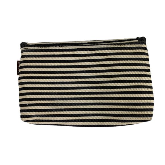 Sun 'N Sand Canvas Bag Small Black White Stripe Ma - Picture 3 of 4